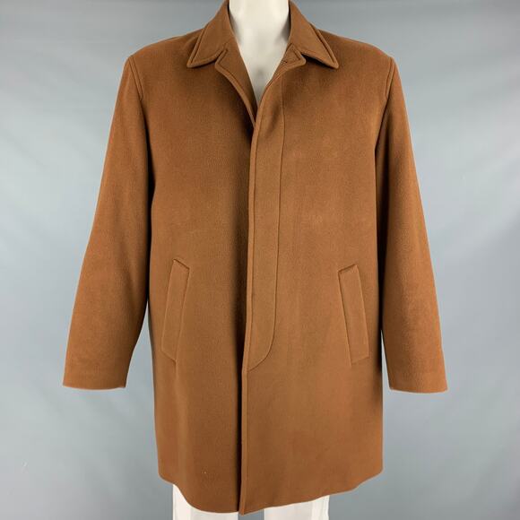 SAKS FIFTH AVENUE Size 48 Tan Wool Cashmere Coat - Picture 1 of 9